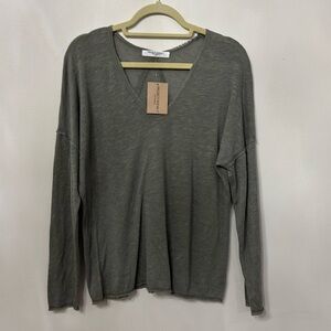 Project Social T VNeck Textured Oversized Long Sleeve Tee
